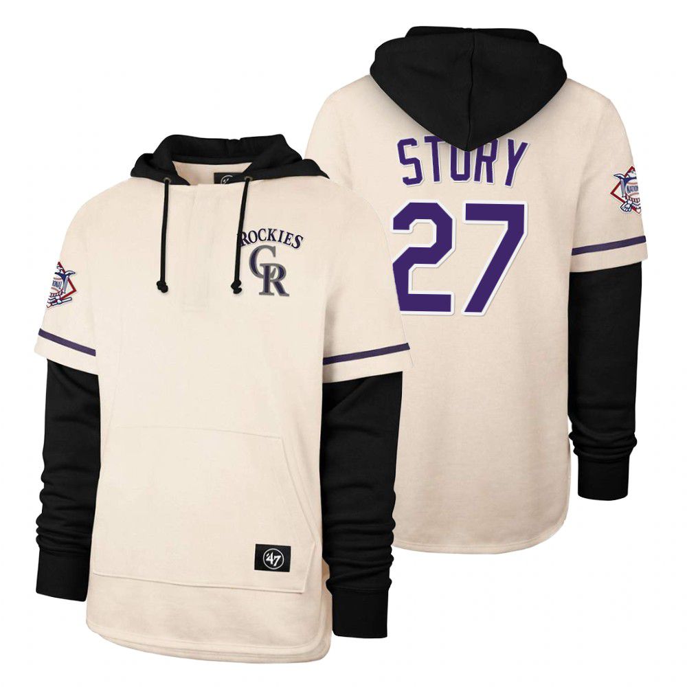 Men Colorado Rockies #27 Stury Cream 2021 Pullover Hoodie MLB Jersey->colorado rockies->MLB Jersey